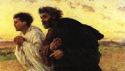 Eugene Burnand The Disciples Peter and John Rushing to the Sepulcher the Morning of the Resurrection oil painting